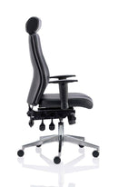 Onyx Ergo Posture Chair Black Bonded Leather With Headrest & Arms - NWOF