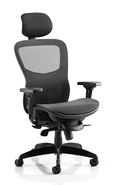Stealth Shadow Ergo Posture Black Mesh Seat And Back Chair With Arms & Headrest - NWOF