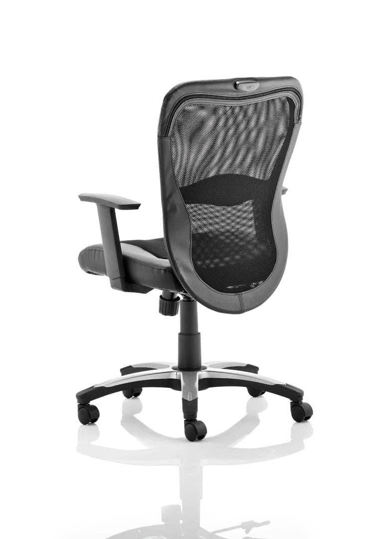 Victor II Executive Chair Black Leather Black Mesh With Arms - NWOF