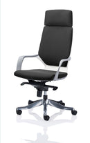 Xenon Executive White Shell High Back Black Fabric With Headrest - NWOF