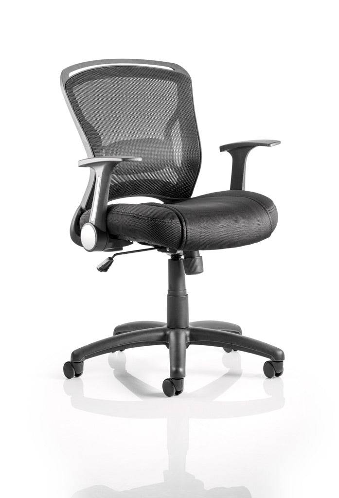 Zeus Task Operator Chair Black Fabric Black Mesh Back With Arms - NWOF