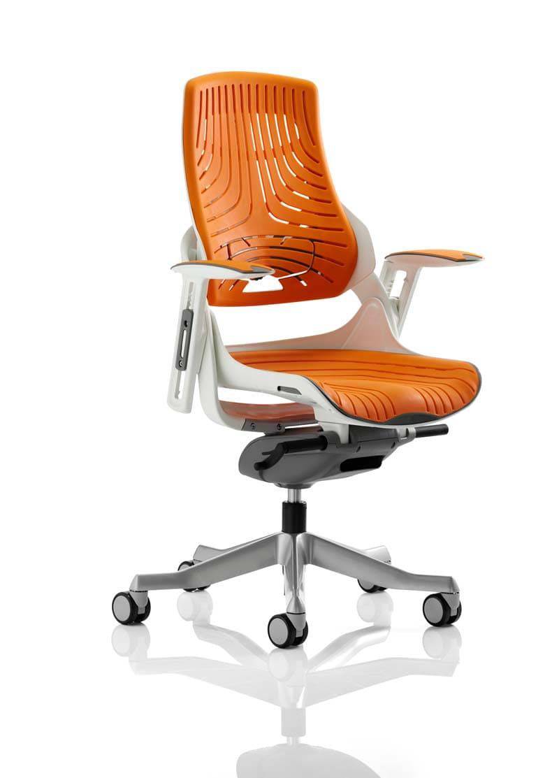 Zure Executive Chair Elastomer Gel Orange With Arms - NWOF