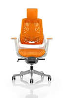 Zure Executive Chair Elastomer Gel Orange With Arms & Headrest - NWOF