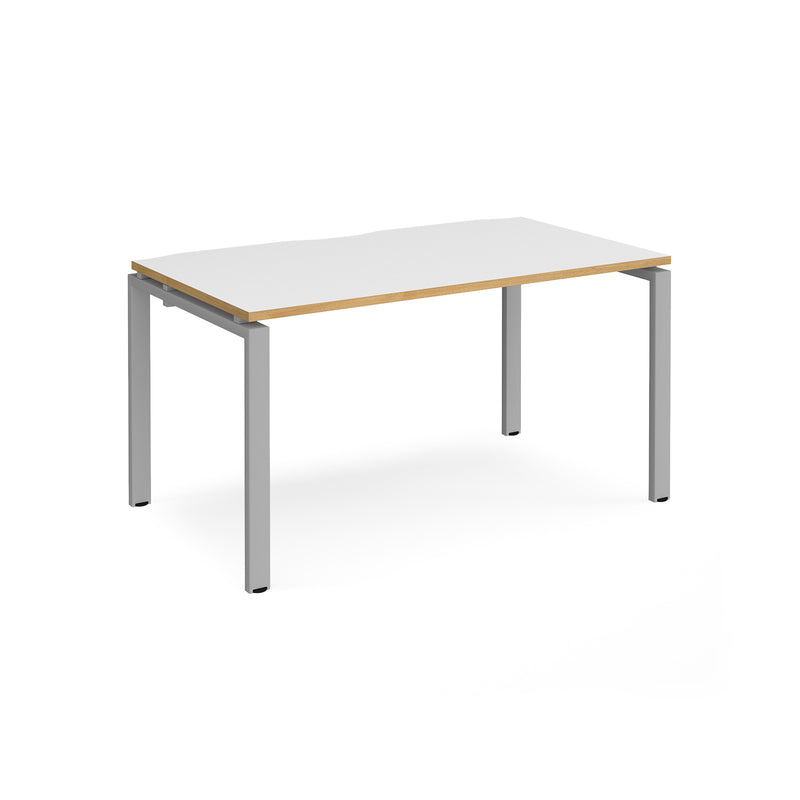 Adapt Single Desk 800mm Deep - White/Oak - NWOF