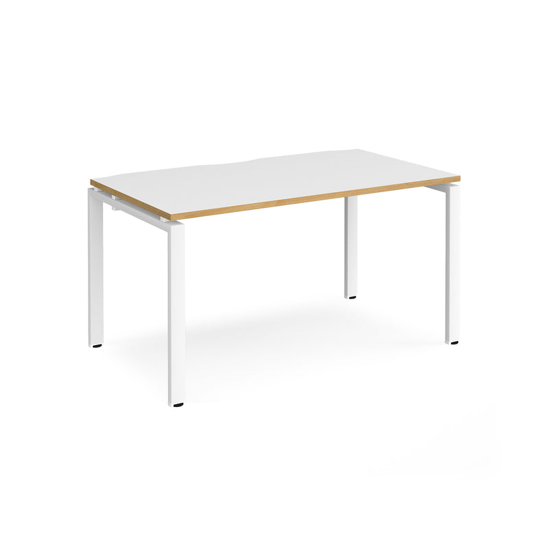 Adapt Single Desk 800mm Deep - White/Oak - NWOF