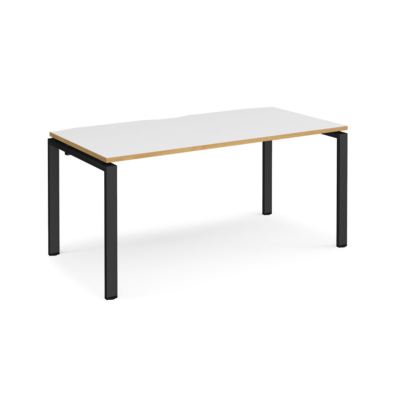 Adapt Single Desk 800mm Deep - White/Oak - NWOF