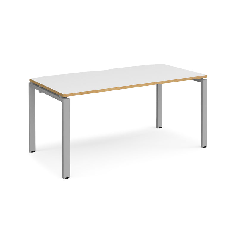 Adapt Single Desk 800mm Deep - White/Oak - NWOF