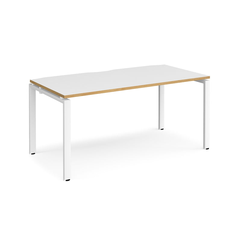 Adapt Single Desk 800mm Deep - White/Oak - NWOF