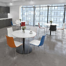 Monza Circular Dining Table With Flat Round Base 800mm - White - NWOF