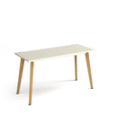 Giza Straight Desk With Wooden Legs - White - NWOF