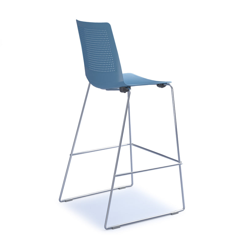 Harmony Multi-Purpose Stool With Chrome Sled Frame - Blue - NWOF