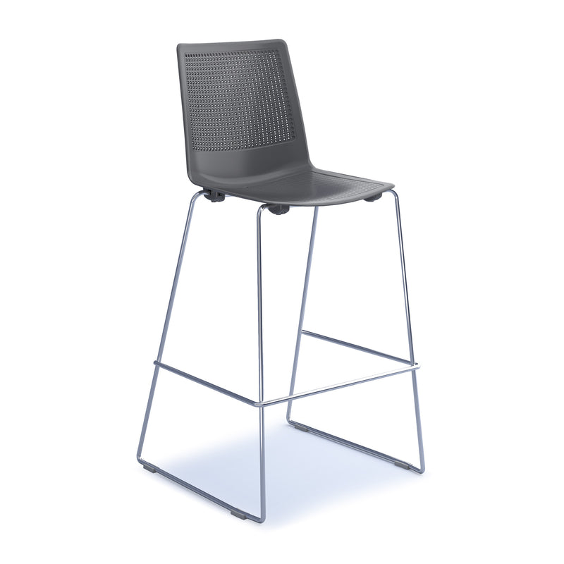 Harmony Multi-Purpose Stool With Chrome Sled Frame - Grey - NWOF