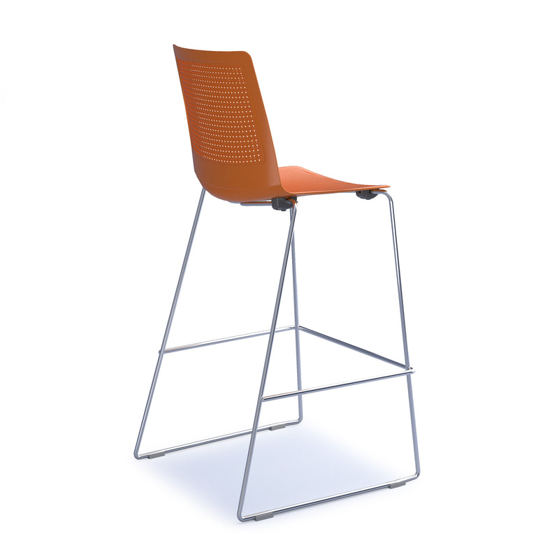 Harmony Multi-Purpose Stool With Chrome Sled Frame - Orange - NWOF