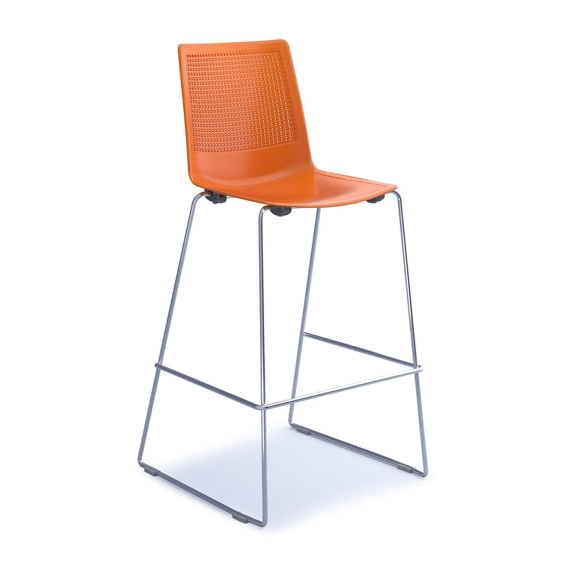 Harmony Multi-Purpose Stool With Chrome Sled Frame - Orange - NWOF