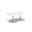Monza Rectangular Coffee Table With Flat Round Base - White - NWOF