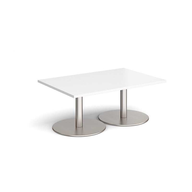 Monza Rectangular Coffee Table With Flat Round Base - White - NWOF