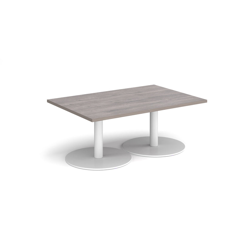 Monza Rectangular Coffee Table With Flat Round Base - Grey Oak - NWOF