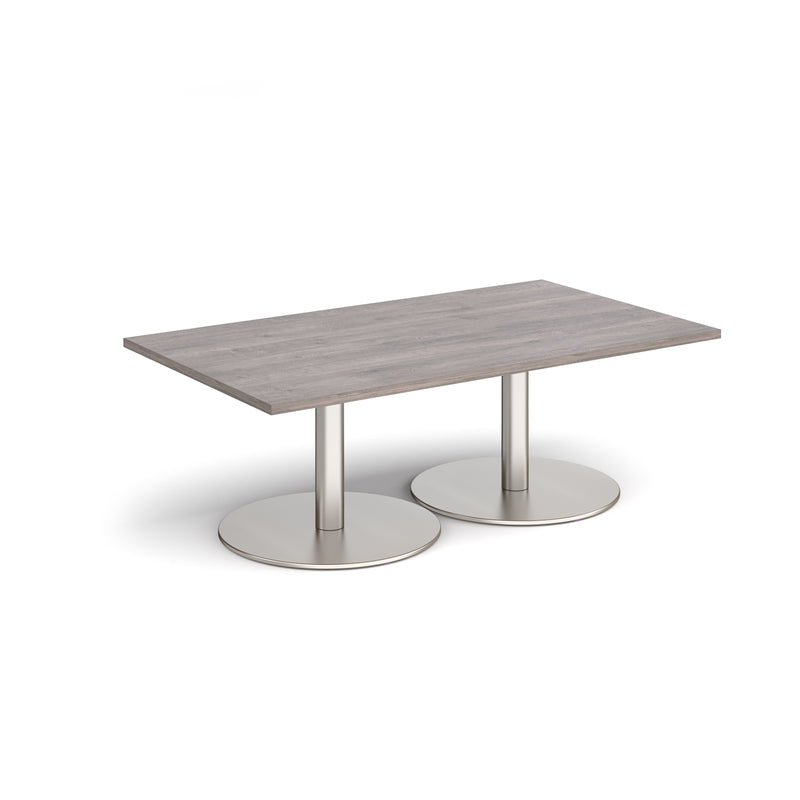 Monza Rectangular Coffee Table With Flat Round Base - Grey Oak - NWOF