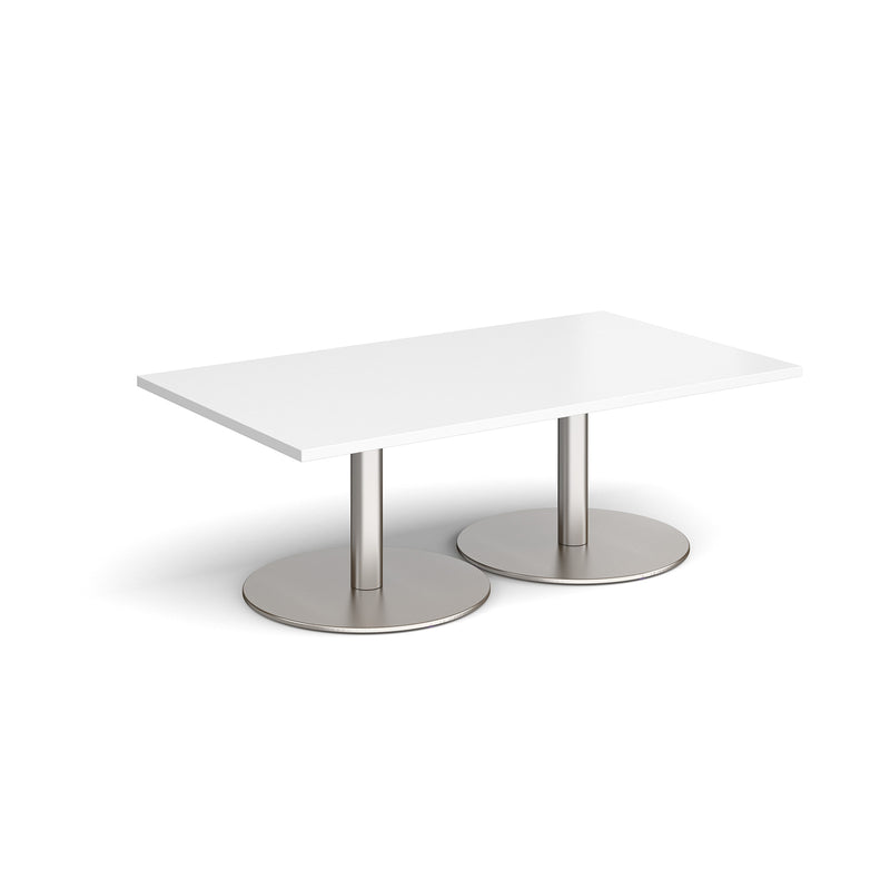 Monza Rectangular Coffee Table With Flat Round Base - White - NWOF