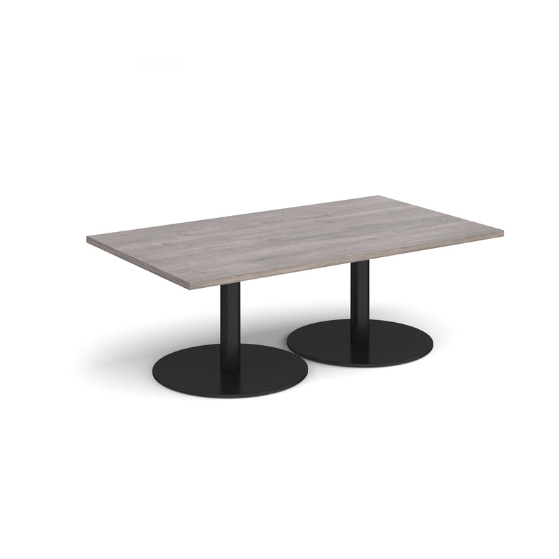 Monza Rectangular Coffee Table With Flat Round Base - Grey Oak - NWOF