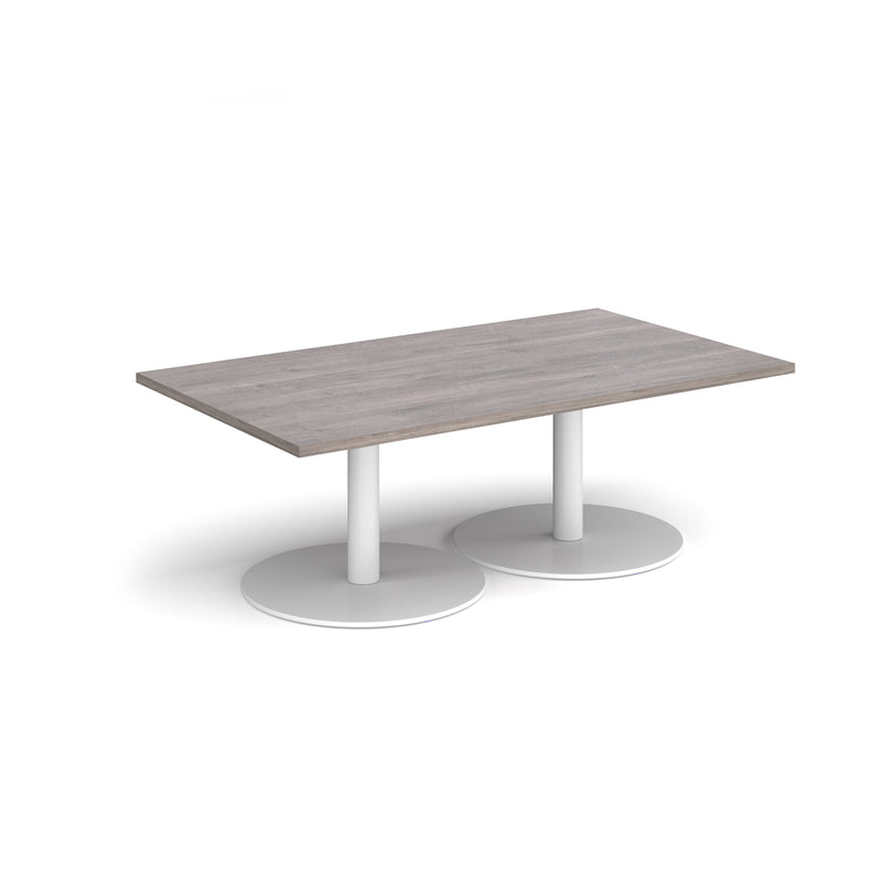 Monza Rectangular Coffee Table With Flat Round Base - Grey Oak - NWOF