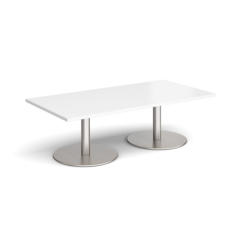 Monza Rectangular Coffee Table With Flat Round Base - White - NWOF