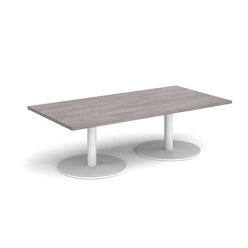 Monza Rectangular Coffee Table With Flat Round Base - Grey Oak - NWOF