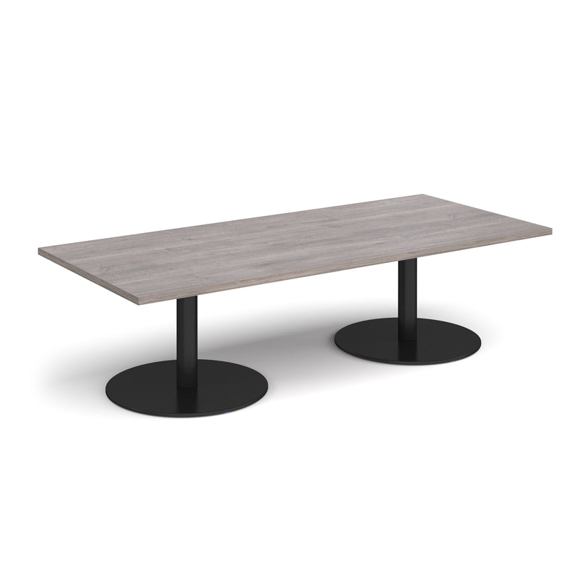 Monza Rectangular Coffee Table With Flat Round Base - Grey Oak - NWOF