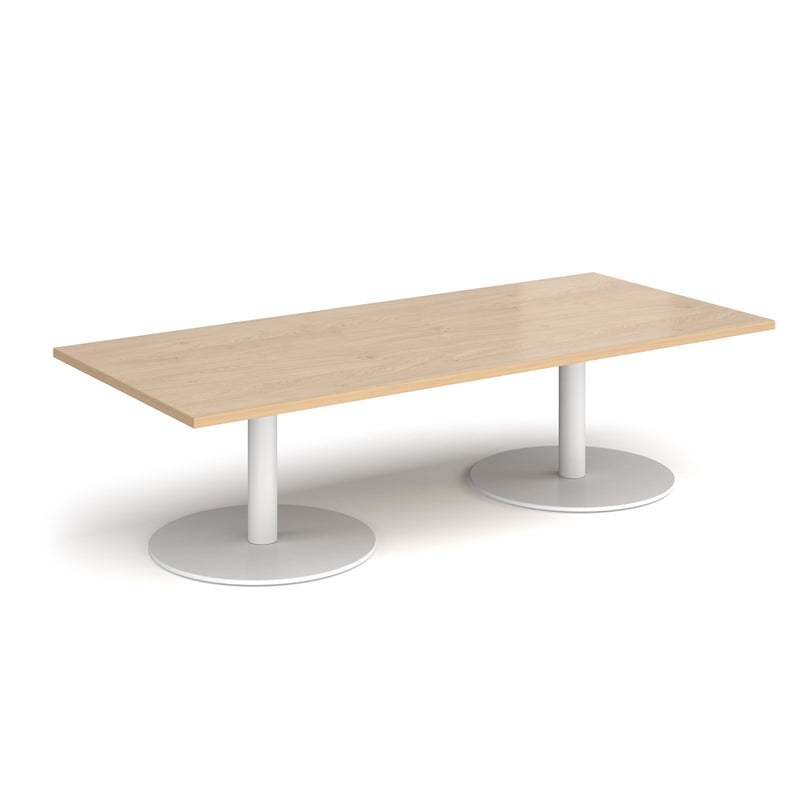 Monza Rectangular Coffee Table With Flat Round Base - Kendal Oak - NWOF