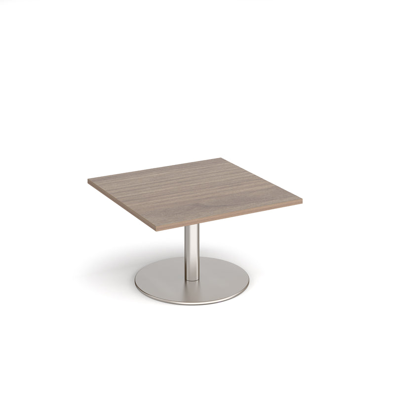 Monza Square Coffee Table With Flat Round Base 800mm - Barcelona Walnut - NWOF