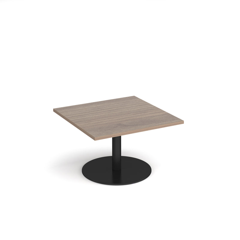 Monza Square Coffee Table With Flat Round Base 800mm - Barcelona Walnut - NWOF