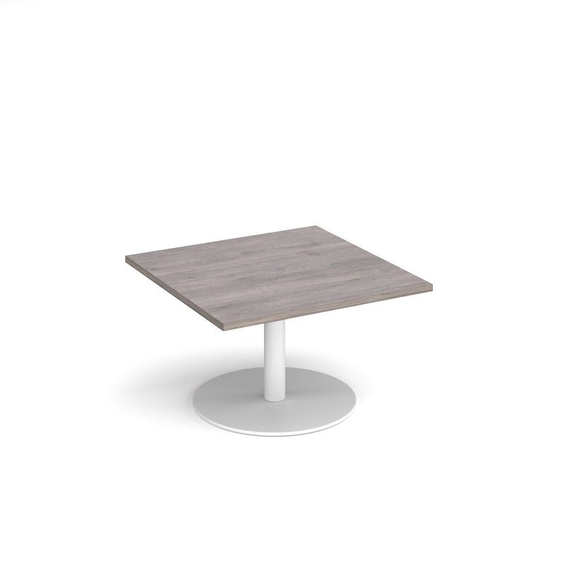 Monza Square Coffee Table With Flat Round Base 800mm - Grey Oak - NWOF