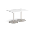 Monza Rectangular Dining Table With Flat Round Base - White - NWOF