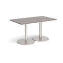 Monza Rectangular Dining Table With Flat Round Base - Grey Oak - NWOF