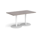 Monza Rectangular Dining Table With Flat Round Base - Grey Oak - NWOF