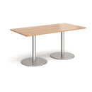 Monza Rectangular Dining Table With Flat Round Base - Beech - NWOF