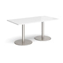 Monza Rectangular Dining Table With Flat Round Base - White - NWOF