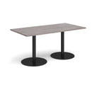 Monza Rectangular Dining Table With Flat Round Base - Grey Oak - NWOF