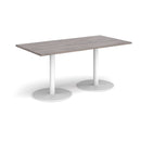 Monza Rectangular Dining Table With Flat Round Base - Grey Oak - NWOF