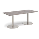 Monza Rectangular Dining Table With Flat Round Base - Grey Oak - NWOF