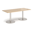 Monza Rectangular Dining Table With Flat Round Base - Kendal Oak - NWOF