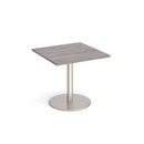 Monza Square Dining Table With Flat Round Base 800mm - Grey Oak - NWOF