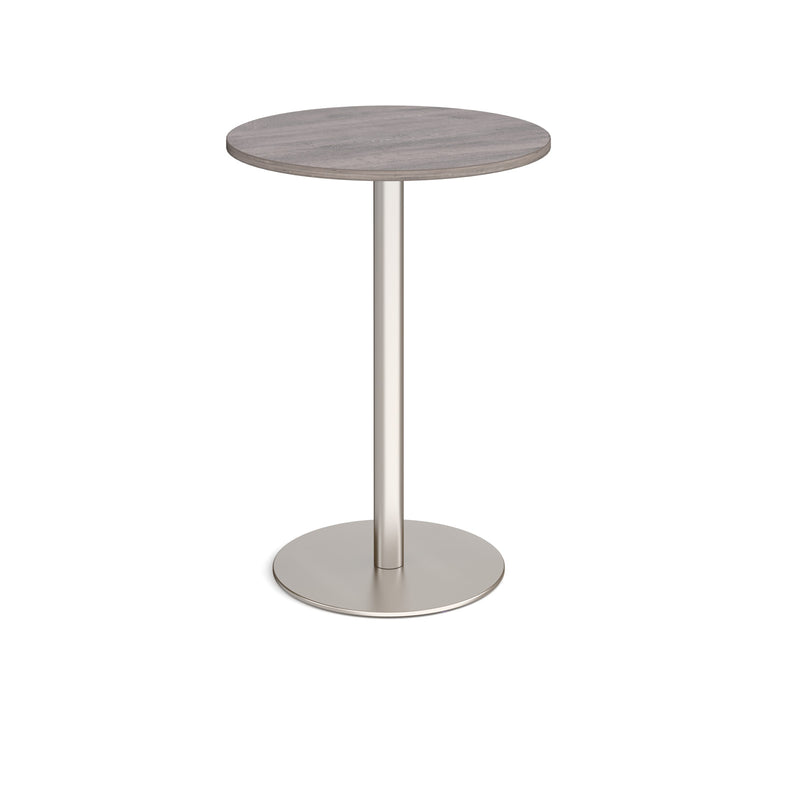 Monza Circular Poseur Table With Flat Round Base 800mm - Grey Oak - NWOF