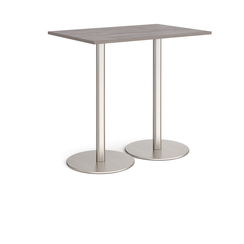 Monza Rectangular Poseur Table With Flat Round Base - Grey Oak - NWOF