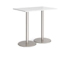 Monza Rectangular Poseur Table With Flat Round Base - White - NWOF