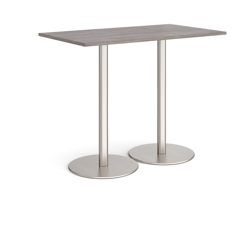 Monza Rectangular Poseur Table With Flat Round Base - Grey Oak - NWOF