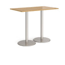 Monza Rectangular Poseur Table With Flat Round Base - Oak - NWOF