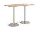 Monza Rectangular Poseur Table With Flat Round Base - Beech - NWOF