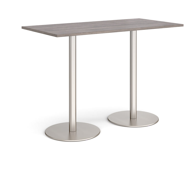 Monza Rectangular Poseur Table With Flat Round Base - Grey Oak - NWOF