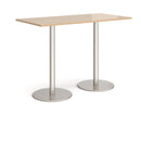 Monza Rectangular Poseur Table With Flat Round Base - Kendal Oak - NWOF